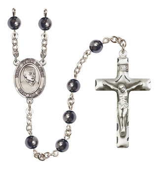 Silver Plated 6mm Hematite Saint Peter Claver Rosary