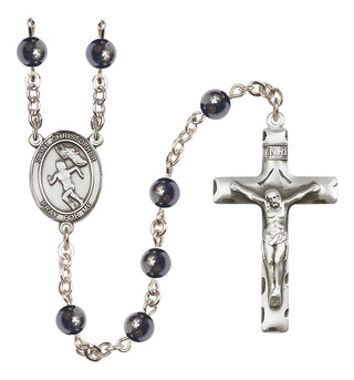 Silver-Plated 6mm Saint Christopher/Track&Field-Women Rosary
