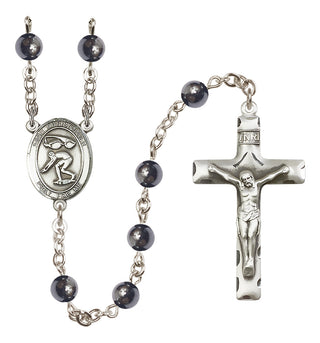 Silver-Plated 6mm Saint Christopher/Swimming Rosary
