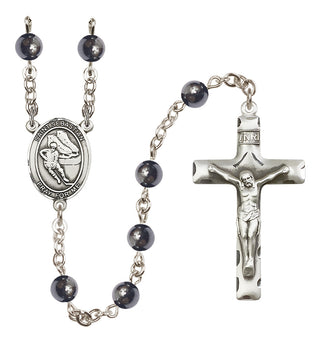 Silver-Plated 6mm Saint Sebastian / Hockey Rosary