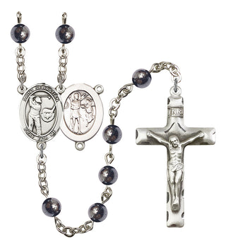 Saint Sebastian and Golf Rosary with 6mm Hematite Beads
