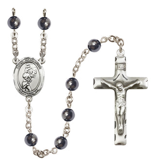 Silver-Plated 6mm Saint Sebastian/Softball Rosary