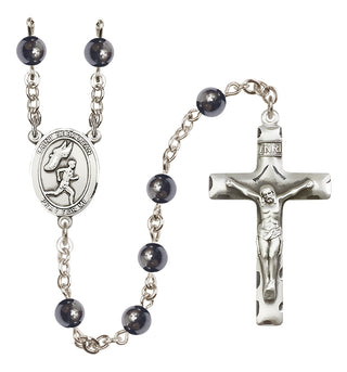 Silver-Plated 6mm Saint Sebastian /Track&Field-Men Rosary
