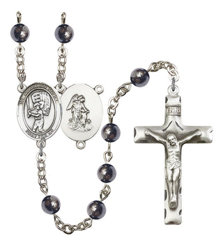 Guardian Angel and Baseball Rosary with 6mm Hematite Beads