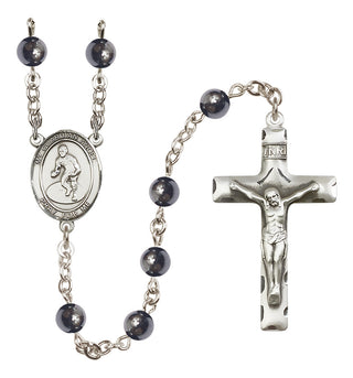 Silver-Plated 6mm Guardian Angel/Wrestling Rosary