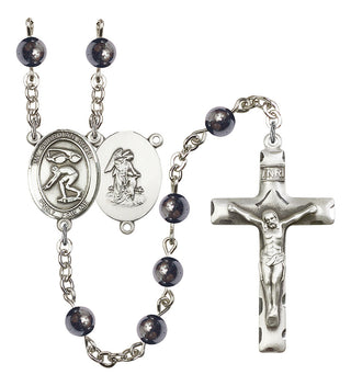 Guardian Angel and Swimming Rosary with 6mm Hematite Beads