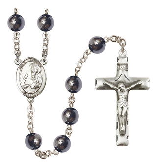 Silver Plated 8mm Hematite Saint Andrew the Apostle Rosary