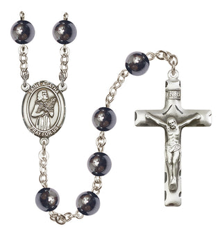 Silver-Plated 8mm Saint Agatha  Engraved Catholic Rosaries