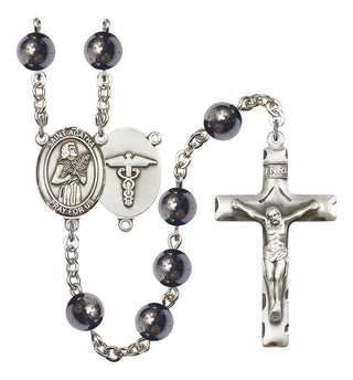 Saint Agatha and Nurse Rosary with Hematite Beads