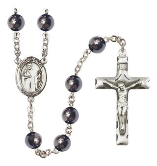 Silver-Plated 8mm Saint Brendan the Navigator  Engraved Catholic Rosaries