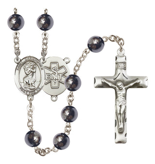 Silver-Plated 6mm Saint Christopher / EMT Rosary