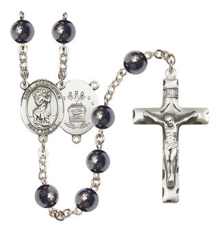 Silver-Plated 8mm Saint Christopher / Air Force Rosary