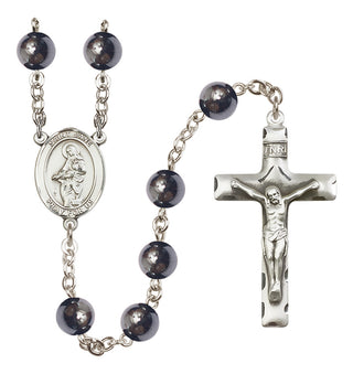 Silver-Plated 8mm Saint Jane of Valois  Engraved Catholic Rosaries