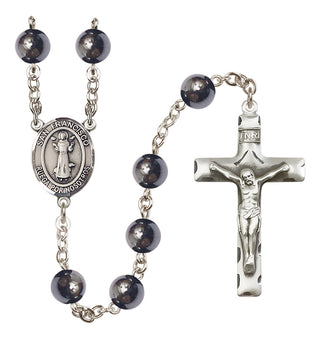 Silver-Plated 8mm San Francis  Engraved Catholic Rosaries