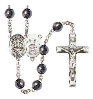 Silver-Plated 8mm Saint George / Air Force Rosary