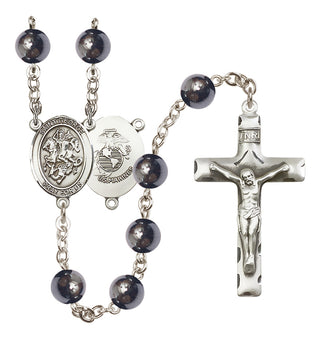 Silver-Plated 8mm Saint George / Marines Rosary