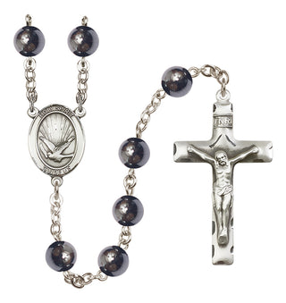 Silver Plated 8mm Hematite Holy Spirit Rosary