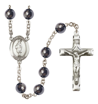 Silver-Plated 8mm Saint Gregory the Great  Engraved Catholic Rosaries