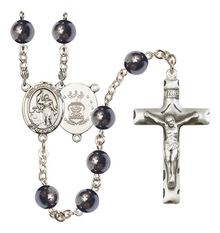 Silver-Plated 8mm Saint Joan of Arc / Air Force Rosary