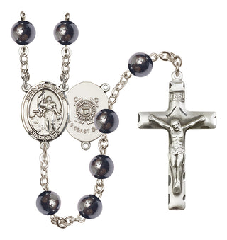 Silver-Plated 8mm Saint Joan of Arc /Coast Guard Rosary