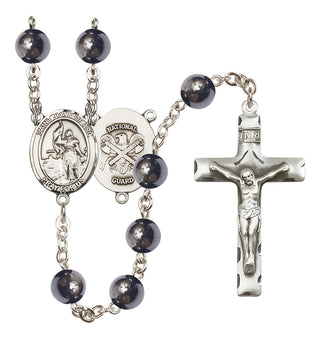 Silver-Plated 8mm Saint Joan of Arc / Nat'l Guard Rosary