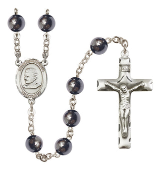 Silver Plated 8mm Hematite Saint John Bosco Rosary