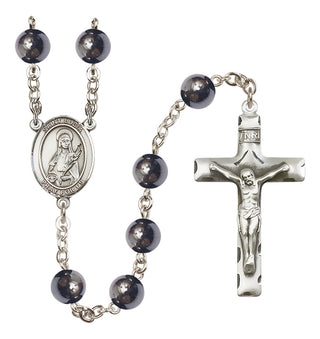 Silver Plated 8mm Hematite Saint Lucia of Syracuse Rosary