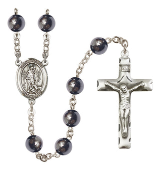 Silver Plated 8mm Hematite Saint Lazarus Rosary