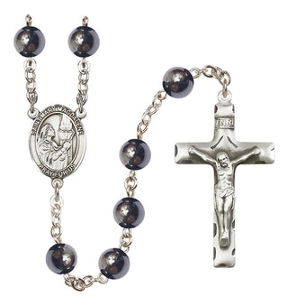 Silver Plated 8mm Hematite Saint Mary Magdalene Rosary