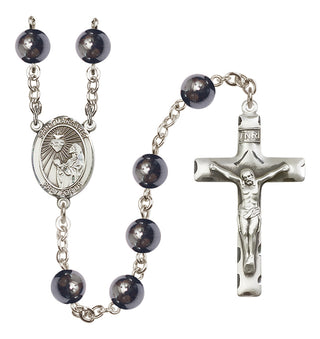 Silver-Plated 8mm Saint Margaret Mary Alacoque  Engraved Catholic Rosaries