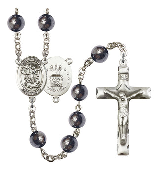 Saint Michael and Air Force Rosary with Hematite Beads