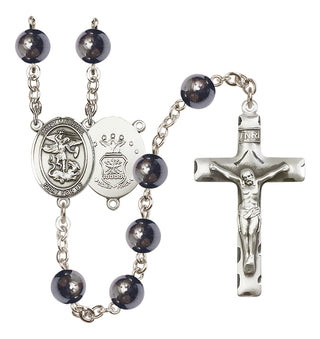 Silver-Plated 8mm Saint Michael / Air Force Rosary