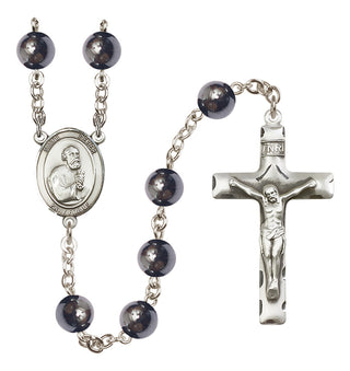 Silver-Plated 8mm Saint Peter the Apostle  Engraved Catholic Rosaries