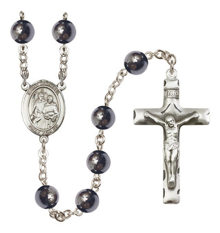 Silver Plated 8mm Hematite Saint Raphael the Archangel Rosary