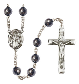 Silver-Plated 8mm Saint Casimir of Poland  Engraved Catholic Rosaries