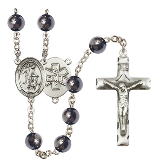 Silver-Plated 8mm Guardian Angel / EMT Rosary