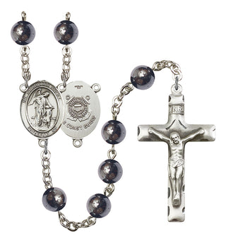 Guardian Angel and Coast Guard Rosary with Hematite Beads