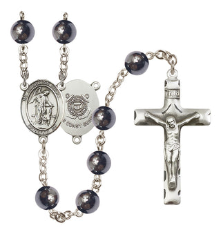 Silver-Plated 8mm Guardian Angel/Coast Guard Rosary