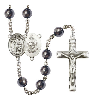 Guardian Angel and Marine Corp Rosary with Hematite Beads