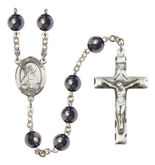 Silver Plated 8mm Hematite Saint Bridget of Sweden Rosary