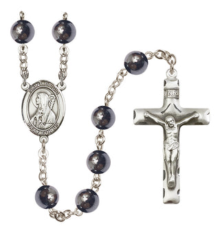 Silver-Plated 8mm Saint Brigid of Ireland Rosary | Engravable