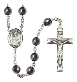 Silver Plated 8mm Hematite Saint Stanislaus Rosary