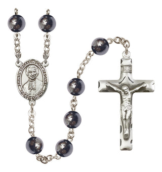 Silver-Plated 8mm Saint Marcellin Champagnat  Engraved Catholic Rosaries