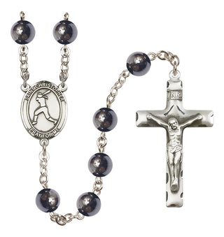 Silver-Plated 8mm Saint Christopher/Softball  Engraved Catholic Rosaries