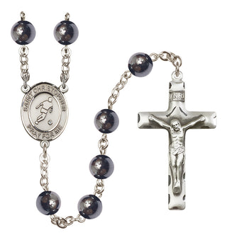 Silver-Plated 8mm Saint Christopher/Soccer  Engraved Catholic Rosaries