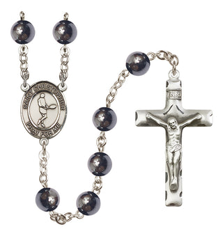 Silver-Plated 8mm Saint Christopher/Tennis Rosary