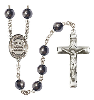 Silver-Plated 8mm Saint Christopher/Swimming Rosary