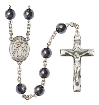 Silver-Plated 8mm Saint Christopher/Wrestling Rosary