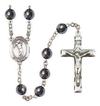 Silver-Plated 8mm Saint Sebastian/Golf Rosary