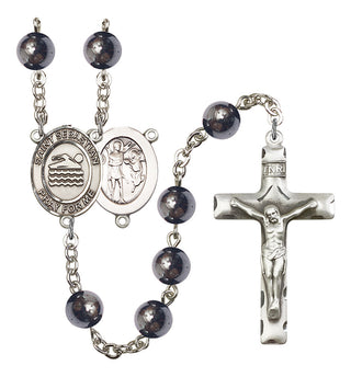 Saint Sebastian and Swimming Rosary with Hematite Beads